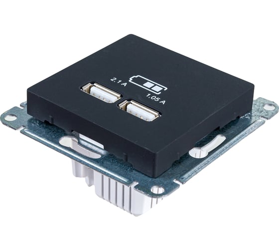 2-местная USB розетка Systeme Electric AtlasDesign Карбон 5В, 2,1 А ATN001033