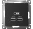 2-местная USB розетка Systeme Electric AtlasDesign Карбон 5В, 2,1 А ATN001033 2