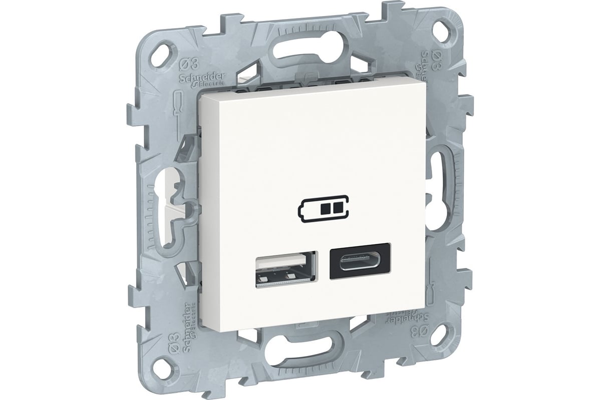 2-местная USB розетка Systeme Electric UNICA NEW тип А+С, 5 В, 2400 мА ...