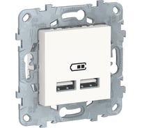 2-местная USB розетка Systeme Electric UNICA NEW тип А+А, 5 В, 2100 мА, белый NU541818