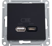 Розетка USB A+С Systeme Electric AtlasDesign Карбон 5В/2,4А, 2х5В/1,2 А ATN001039