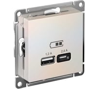 Розетка USB A+С Systeme Electric AtlasDesign Шампань Жемчуг 5В/2,4А, 2х5В/1,2А ATN000439