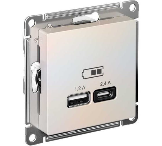 Розетка USB A+С Systeme Electric AtlasDesign Шампань Жемчуг 5В/2,4А, 2х5В/1,2А ATN000439 1