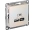 Розетка USB A+С Systeme Electric AtlasDesign Шампань Жемчуг 5В/2,4А, 2х5В/1,2А ATN000439 1