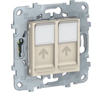 Двойная компьютерная розетка Systeme Electric UNICA NEW RJ45, категория 5е, UTP, бежевый NU542044