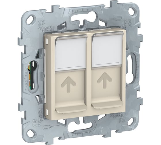 Двойная компьютерная розетка Systeme Electric UNICA NEW RJ45, категория 5е, UTP, бежевый NU542044