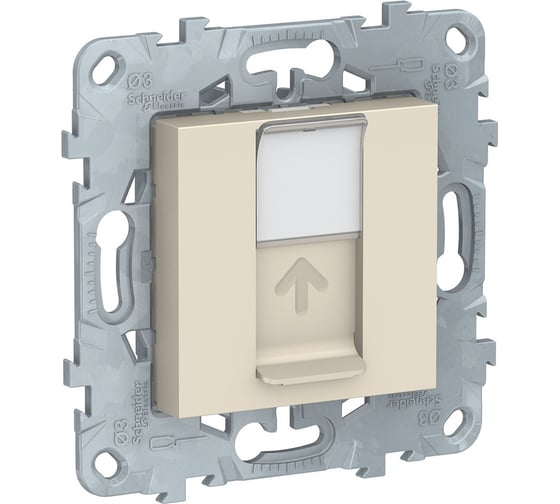 Лицевая панель RJ45 Systeme Electric Unica New KEYSTONE/SYSTIMAX, бежевый NU546144 1