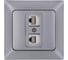 Розетка компьютерная+телефонная NE-AD CAT5+CAT3, Aras, Серебро, 93-122-21-DN 1
