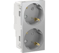 Двойная розетка Systeme Electric UNICA MODULAR со шторками, с заземлением, винтовой зажим NU306730A