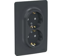 Двойная розетка Systeme Electric UNICA NEW со шторками, с заземлением, винтовой зажим NU206754