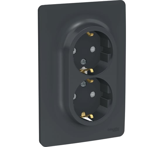 Двойная розетка Systeme Electric UNICA NEW со шторками, с заземлением, винтовой зажим NU206754
