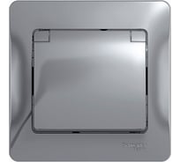 Розетка Systeme Electric Glossa Алюминий с заземлением со шторками с крышкой, IP20 GSL000346