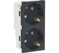 Двойная розетка Systeme Electric UNICA MODULAR со шторками, с заземлением, винтовой зажим NU306754A