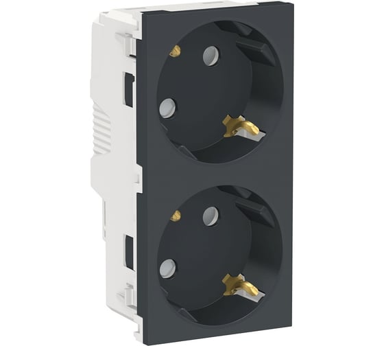 Двойная розетка Systeme Electric UNICA MODULAR со шторками, с заземлением, винтовой зажим NU306754A