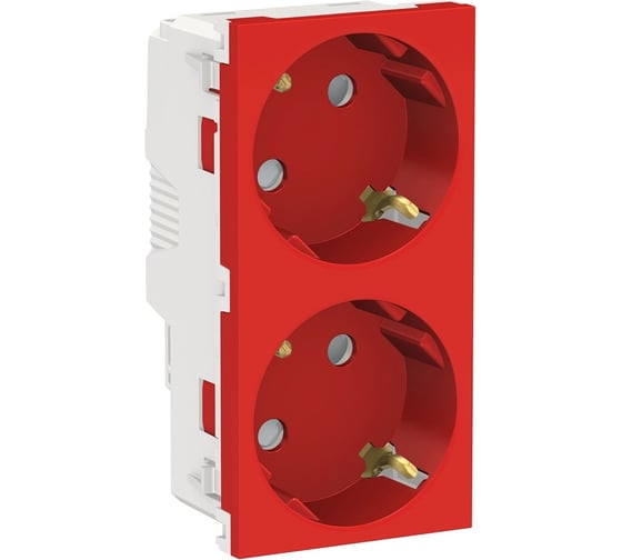 Двойная розетка Systeme Electric UNICA MODULAR со шторками, с заземлением, винтовой зажим NU306703A