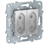 2-модульная розетка Systeme Electric UNICA NEW без заземления, со шторками, винтовой зажим, 10 А NU503130