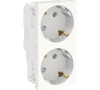 Двойная розетка Systeme Electric UNICA MODULAR со шторками, с заземлением, винтовой зажим NU306718A