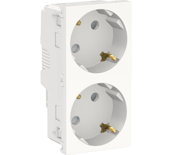 Двойная розетка Systeme Electric UNICA MODULAR со шторками, с заземлением, винтовой зажим NU306718A