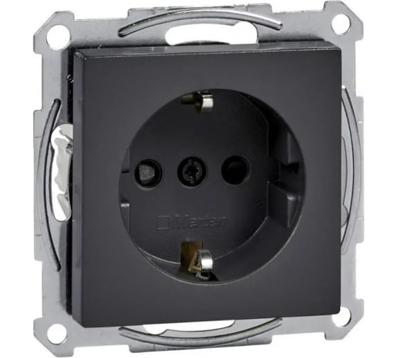 Розетка Systeme Electric Merten SM Антрацит с заземлением, с защитными шторками SE MTN2300-0414