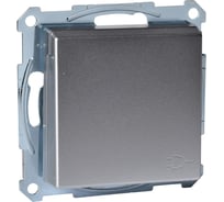 Розетка Systeme Electric Merten SM Алюминий с заземлением, с защитными шторками, с крышкой SE MTN2314-0460