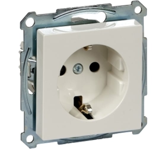 Розетка Systeme Electric Merten SM белый глянец, с заземлением, с защитными шторками SE MTN2300-0319
