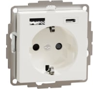 Силовая розетка Systeme Electric MERTEN SM Полярный Белый, 16A, с зарядкой SE MTN2367-0319
