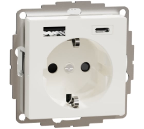 Силовая розетка Systeme Electric MERTEN SM Полярный Белый, 16A, с зарядкой SE MTN2367-0319 1