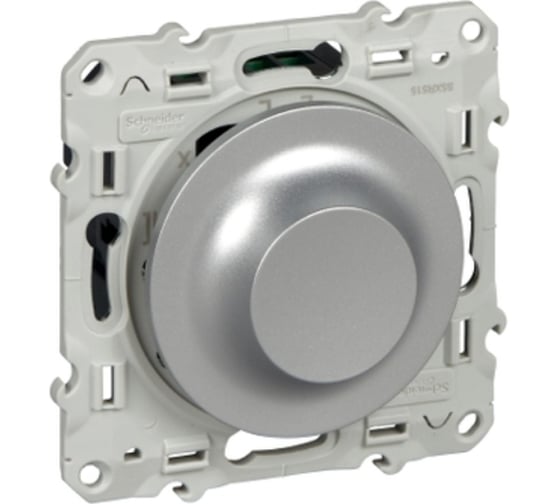 Универсальный поворотно-нажимной светорегулятор Systeme Electric Odace LED, алюминий SE S53R512