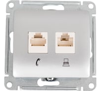 2-я розетка Systeme Electric Glossa Алюминий RJ11+RJ45, кат.5E SE GSL000385