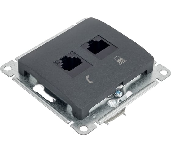 Розетка Systeme Electric Glossa Антрацит 2-ая RJ11+RJ45, кат.5E SE GSL000785