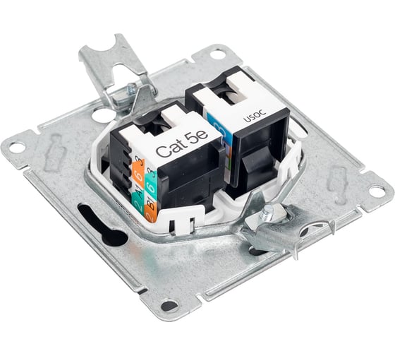 Розетка Systeme Electric Glossa Антрацит 2-ая RJ11+RJ45, кат.5E SE GSL000785