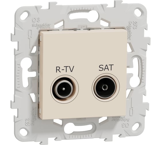 Проходная розетка Systeme Electric Unica New Бежевый R-TV/SAT NU545644