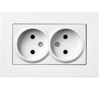 Розетка двойная SMARTBUY без заземления белая с рамкой Нептун SBE-06w-10-S2-N