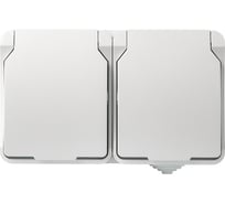 Розетка SMARTBUY 2-местная с заземлением 16А с крышкой, IP54, белая, Сатурн SBE-04g-16-S2-Z