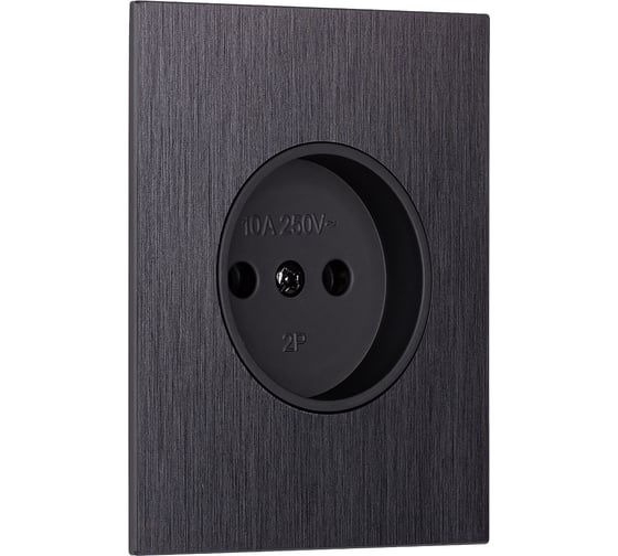 Розетка одноместная SMARTBUY без заземления модульная 10А алюминий черный Альтаир SBE-m11alb-10-S1-N 1