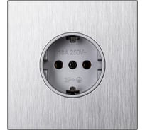 Розетка одноместная SMARTBUY с заземлением независимая 16А алюминий серебро Альтаир SBE-i11al-16-S1-Z