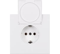 Розетка одноместная SMARTBUY с заземлением с крышкой независимая 16А белая Альтаир SBE-i11w-16-S1-1ZK