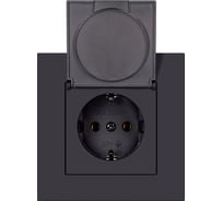 Розетка одноместная SMARTBUY с заземлением с крышкой независимая 16А черная Альтаир SBE-i11b-16-S1-1ZK