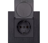 Розетка одноместная SMARTBUY с заземлением с крышкой независимая 16А алюминий черный Альтаир SBE-i11alb-16-S1-1ZK