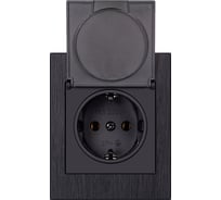 Розетка одноместная SMARTBUY с заземлением с крышкой модульная 16А алюминий черный Альтаир SBE-m11alb-16-S1-1ZK