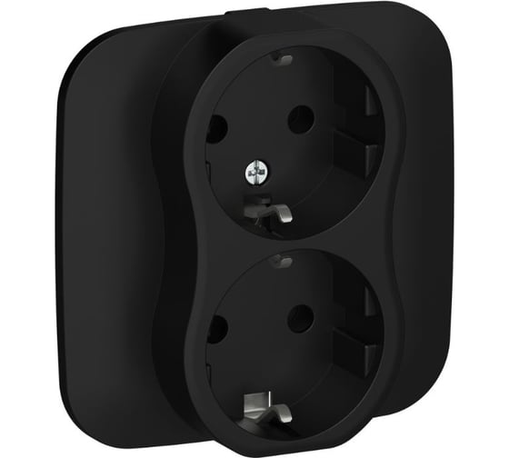 Розетка 2-я IEK FLITE с заземлением без защитных шторок 16А РС12-0-А-ФлЧ черный FI-R21A-16-K02 1