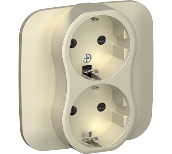 Розетка 2-я IEK FLITE с заземлением с защитными шторками безвинтовое крепление 16А РСш12-1-А-ФлШ шампань FI-R24A-16-1-K37 1