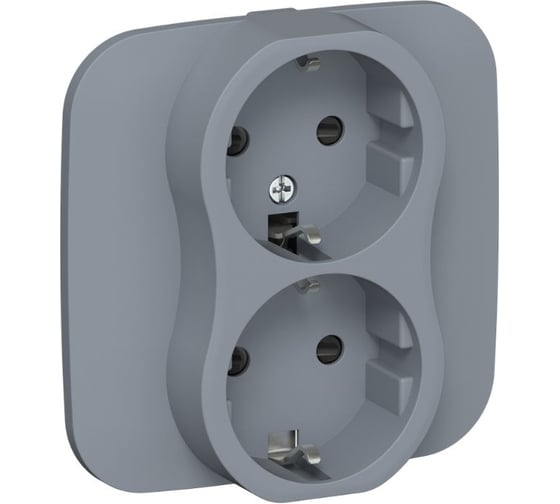 Розетка 2-я IEK FLITE с заземлением с защитными шторками безвинтовое крепление 16А РСш12-1-А-ФлМ маренго FI-R24A-16-1-K35 1