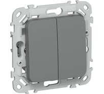 Выключатель 2-клавишный проходной IEK FLITE 10А ВС62-1-0-ФлМА мокрый асфальт FI-V22-0-10-1-K80