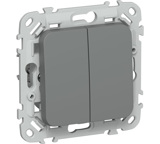 Выключатель 2-клавишный проходной IEK FLITE 10А ВС62-1-0-ФлМА мокрый асфальт FI-V22-0-10-1-K80 1