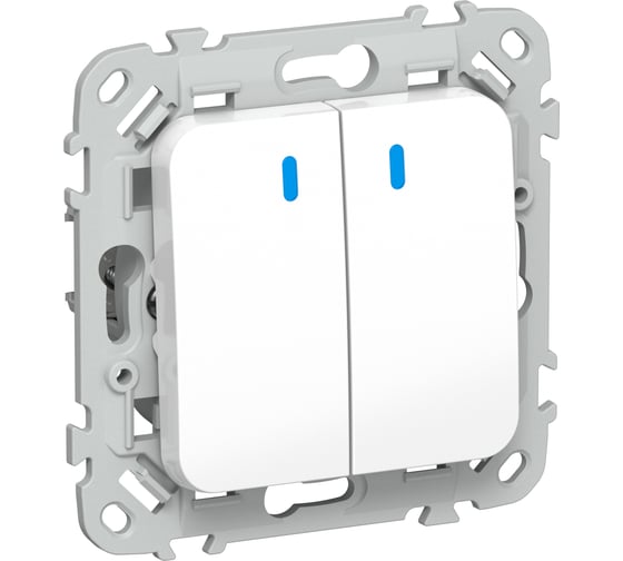 Выключатель 2-клавишный проходной IEK FLITE с инд. 10А ВС62-1-1-ФлБ белый FI-V22-1-10-1-K01 1