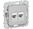 Розетка 2-я компьютерная IEK FLITE RJ45 кат.5Е UTP РК5е-2-0-ФлА алюминий FI-K22-1-K47 1