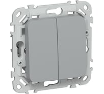 Выключатель 2-клавишный проходной IEK FLITE 10А ВС62-1-0-ФлС серый FI-V22-0-10-1-K03