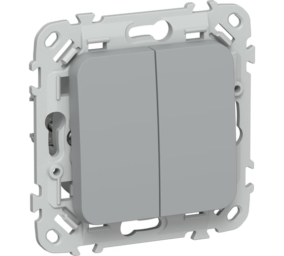 Выключатель 2-клавишный проходной IEK FLITE 10А ВС62-1-0-ФлС серый FI-V22-0-10-1-K03 1