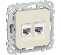 Розетка 2-я компьютерная IEK FLITE RJ45 кат.5Е UTP РК5е-2-0-ФлСл сливочный FI-K22-1-K86